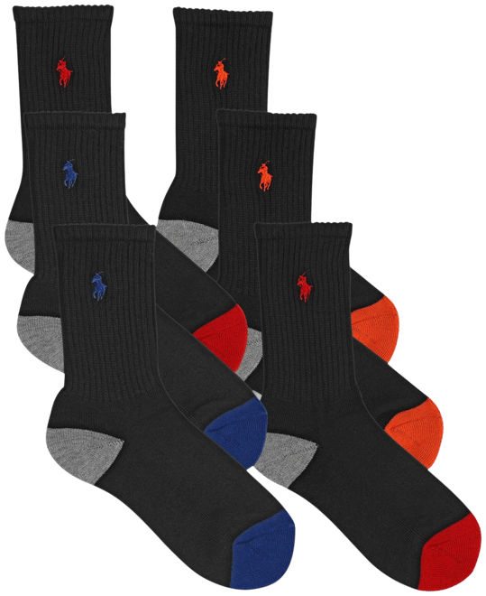 Polo Ralph Lauren 6-Pk. Color-Blocked Crew Socks, Little Boys & Big Boys