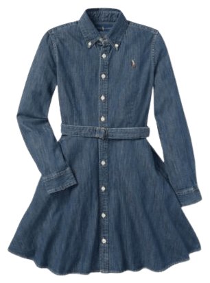 Big Girls Belted Denim Cotton Shirtdress