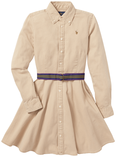 Big Girls Belted Cotton Chino Shirtdress