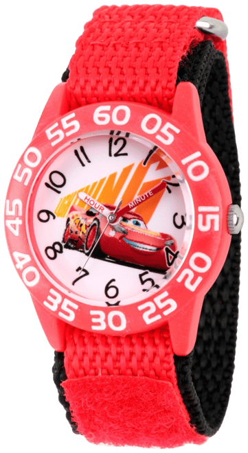 Disney Cars 3 Lightning McQueen Boys Red Plastic Time Teacher Watch