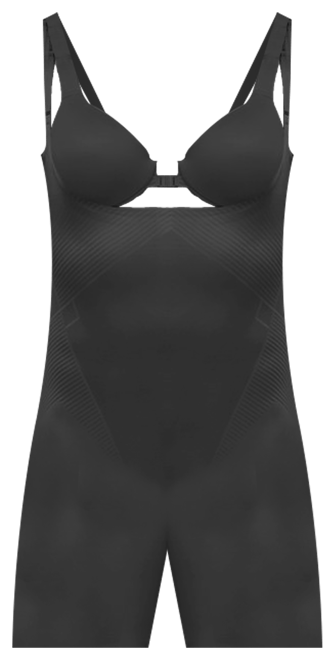 SPANX® womens Open-Bust Midthigh Bodysuit Shapewear, S, Black 