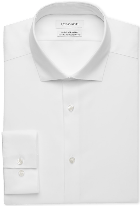 Calvin Klein Infinite Non-Iron Slim Fit Stretch Collar Dress Shirt, White -  Men's Suits | Men's Wearhouse
