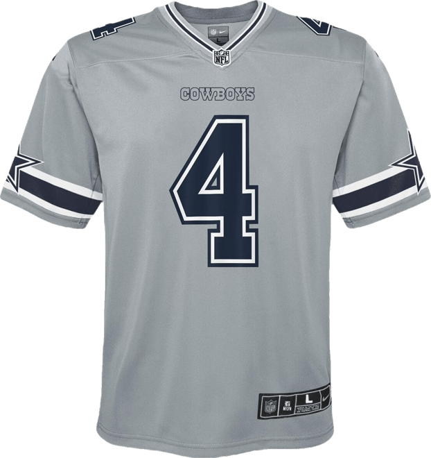 Big Boys Dak Prescott Silver Dallas Cowboys Inverted Team Game Jersey