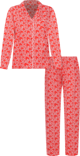 Women's 2 Piece Long Sleeve Heart Print Pajama Set