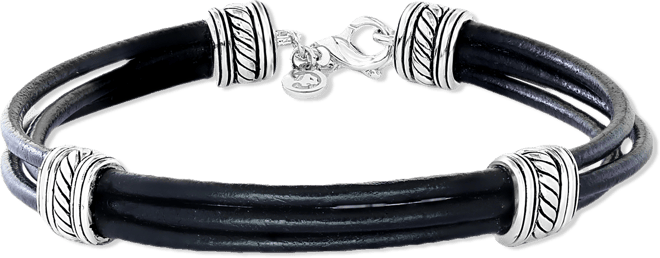 Effy Men's Leather Multi-Cord Statement Bracelet in Sterling Silver