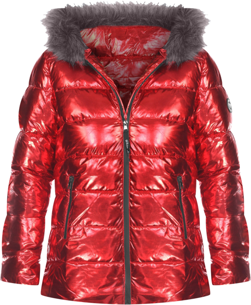 Women's Metallic Puffer Coat With Hoodie