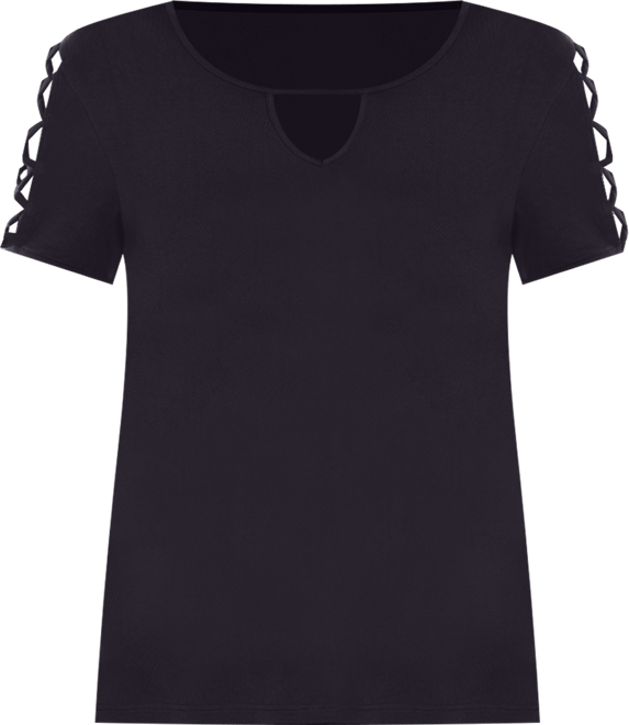 Women's Keyhole Neck Cutout Short Sleeve Top