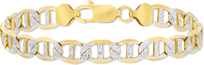 Men's Two-Tone Diamond Cut Mariner Link Bracelet in Sterling Silver & 14k Gold-Plate