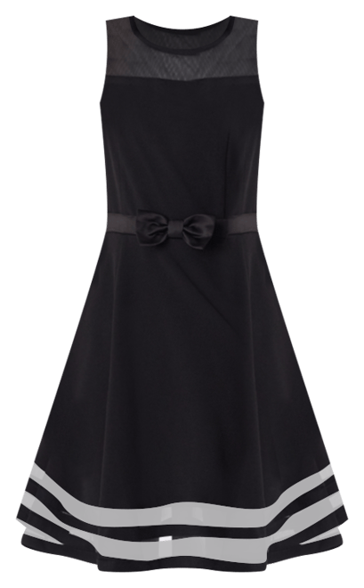 Big Girls Illusion Mesh Bow Front Dress