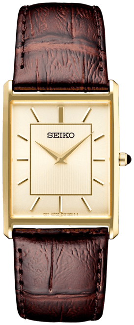 Men's Essentials Brown Leather Strap Watch 29mm