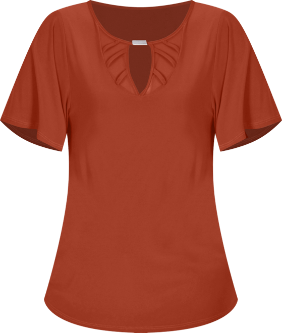 Petite Mesh Flutter Sleeve Knit Top