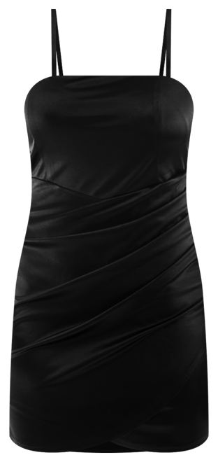 Juniors' Ruched Asymmetric Bodycon Dress