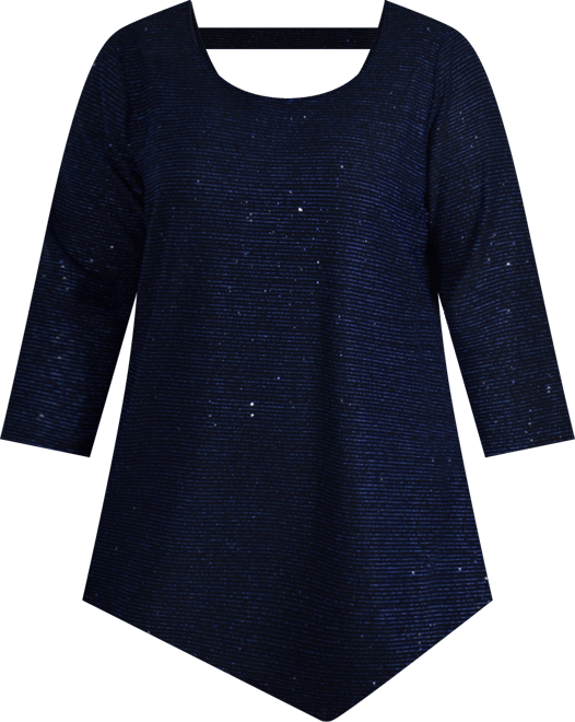 Plus Size 3/4 Sleeve Iridescent Bar Back Top