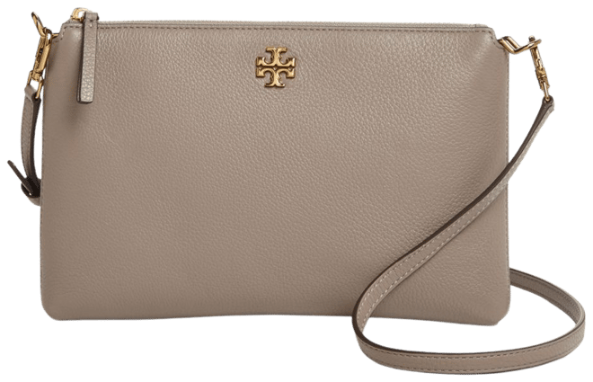 Pebbled leather top zip online crossbody bag tory burch