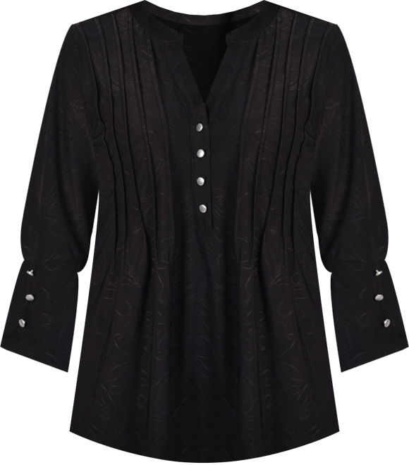 Women's 3/4 Sleeve Overlapped Bell Sleeve Y-Neck Top