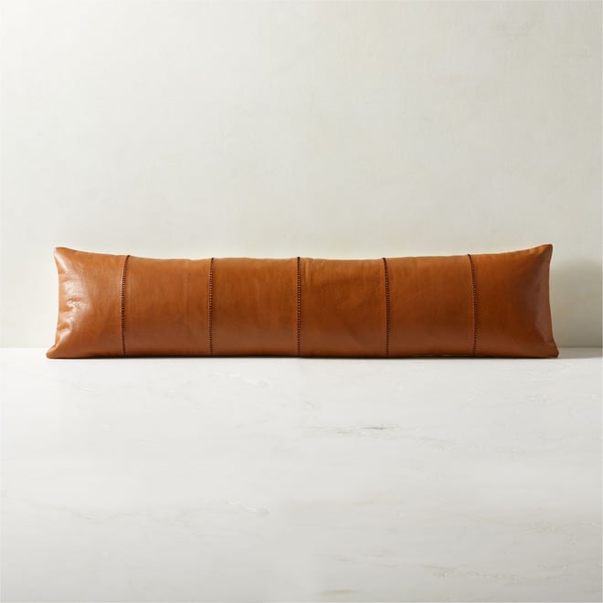 Tan leather pillow sales