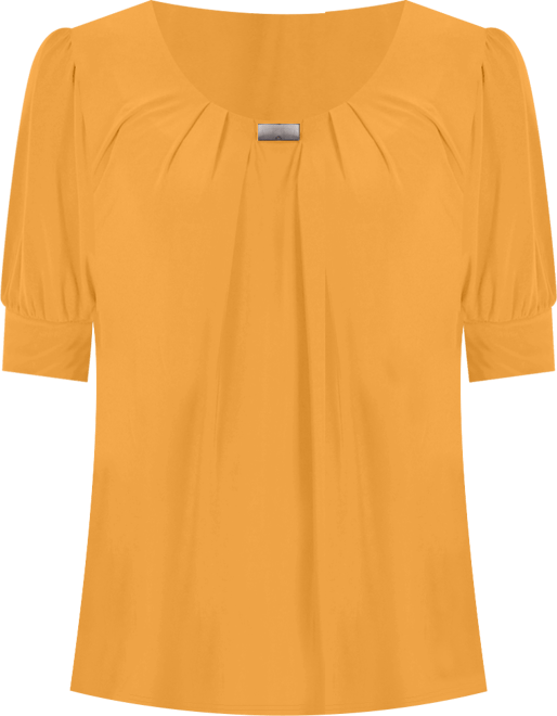 Women's Short Balloon Sleeve Top with Hardware