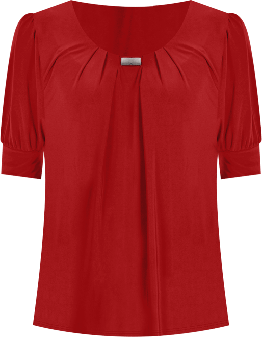 Women's Short Balloon Sleeve Top with Hardware