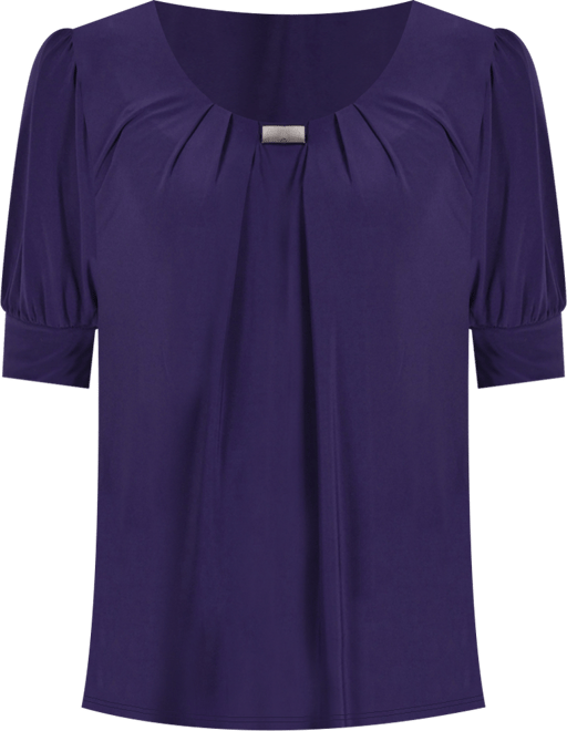 Women's Short Balloon Sleeve Top with Hardware