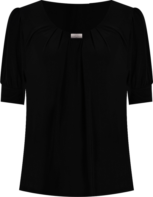 Women's Short Balloon Sleeve Top with Hardware