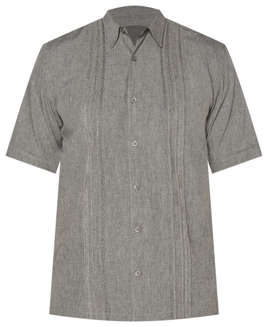 Men's Geo Embroidered Panel Chambray Shirt