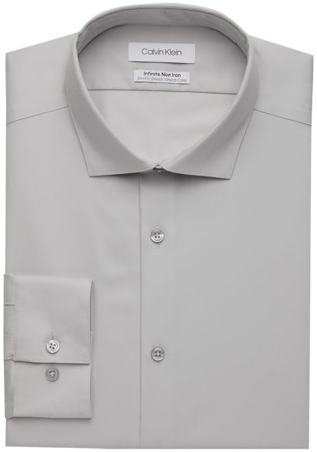 Calvin Klein Infinite Non-Iron Slim Fit Stretch Collar Dress Shirt, Pearl  Gray - Men's Featured | Men's Wearhouse