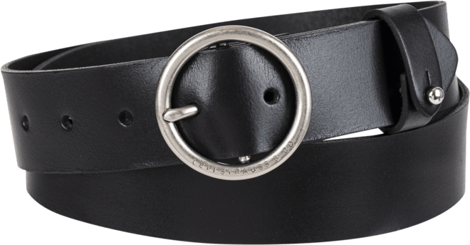 Women's Circular Center Bar Buckle Leather Belt