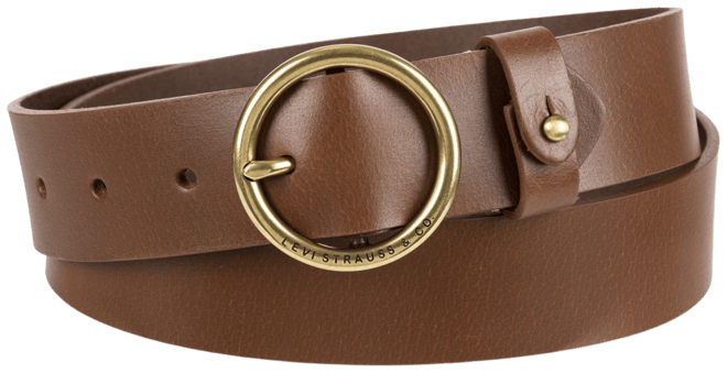 Buy Womens Heavyweight Genuine Leather Belt With Circle Center Bar Buckle  for USD 50.00