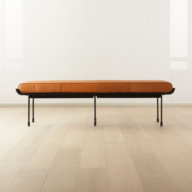 Juneau Modern Leather and Metal Bench Reviews CB2 Canada