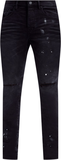 Purple Brand Paint Splatter Ripped Knee Black Skinny Jeans