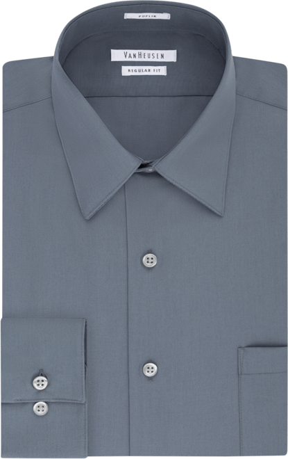 Men's Regular Fit Point Collar Poplin Dress Shirt