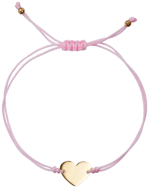 Gold Pave Heart Bracelet Pink String