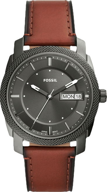 Men's Machine Brown Leather Strap Watch 42mm