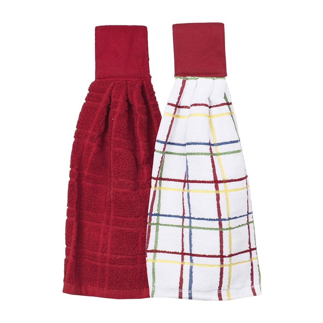 RITZ Terry Plaid Cotton Kitchen Towel and Dish Cloth Paprika Set