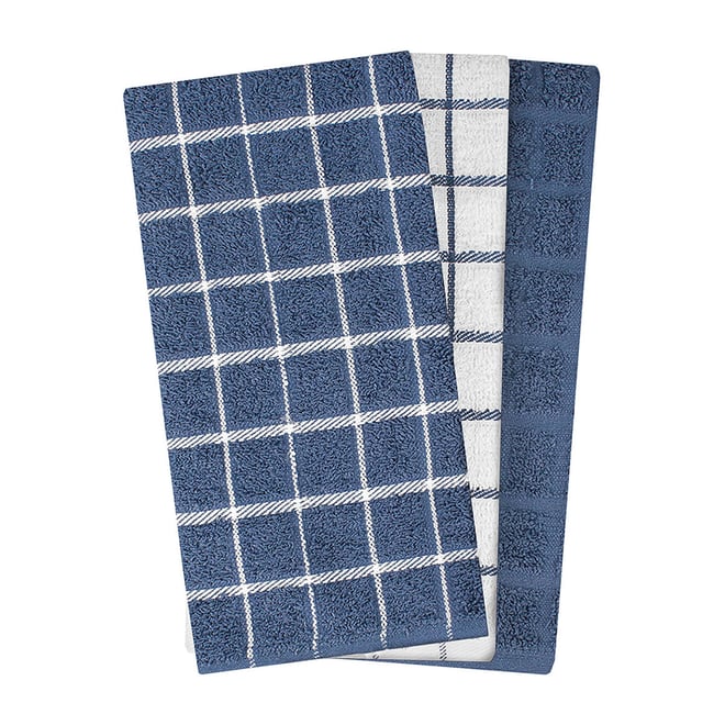 Premium terry towel wholesale retail - Modern Kitchen herringbone kitchen  towel in blue