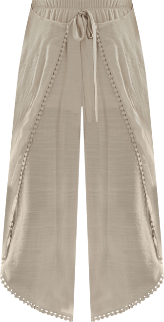 Juniors' Tie-Front Gauze Cropped Pants