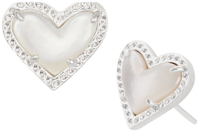 Stone Heart Stud Earrings
