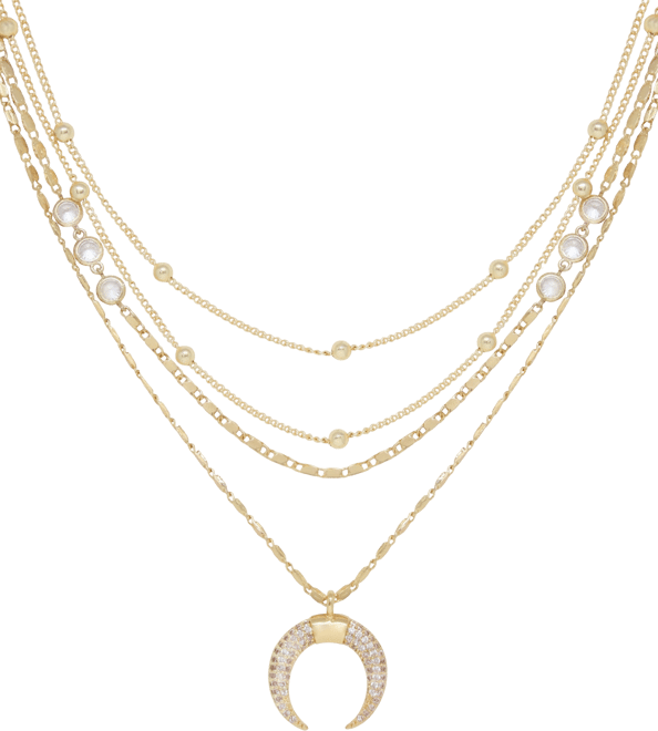Layered Chain Crescent Horn Women's Necklace
