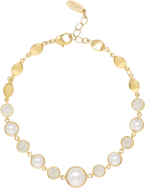 18K Gold Imitation Pearl Globe Trotter Women's Anklet