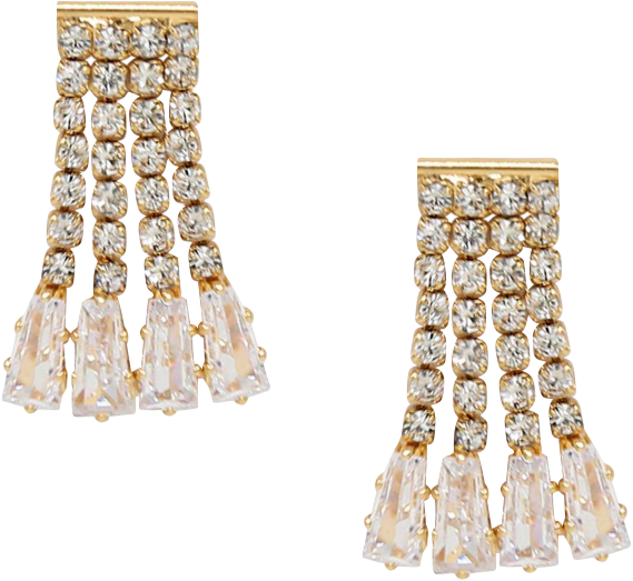 Crystal Fringe Dangle Stud Earrings