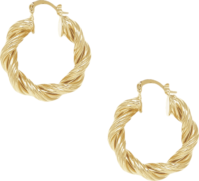 18K Gold Modern Day Twist Women's Hoop Earrings