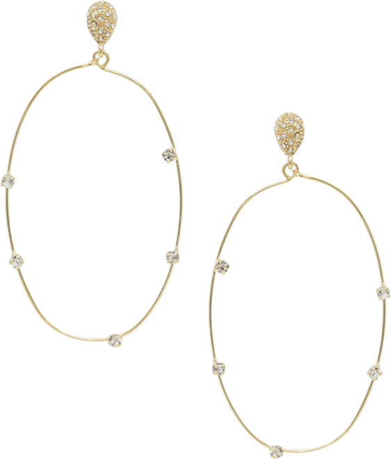 Delicate Crystal Large Oval Hoop Women's Earrings
