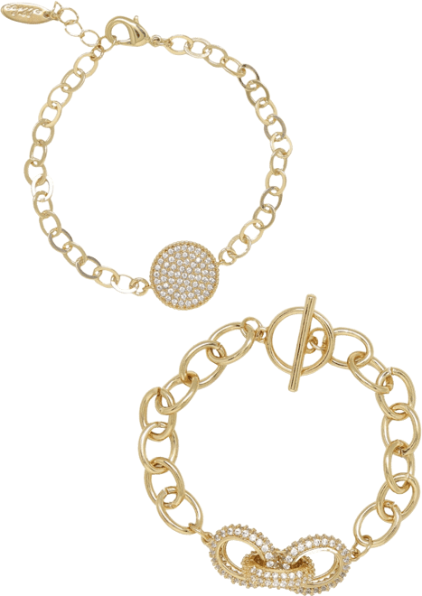 Mixed Crystal Disc Link Chain Women's Bracelet Set