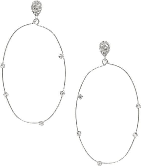 Delicate Crystal Large Oval Hoop Women's Earrings