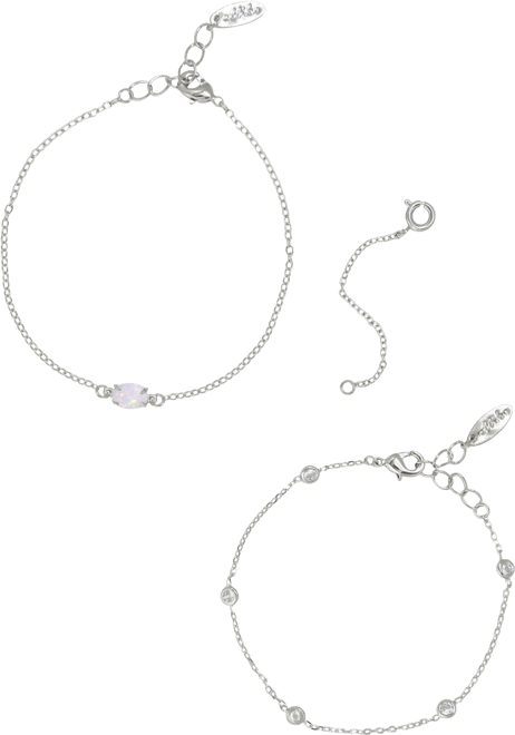 Opal Crystal Dainty Women's Bracelet Set with Extender Add On
