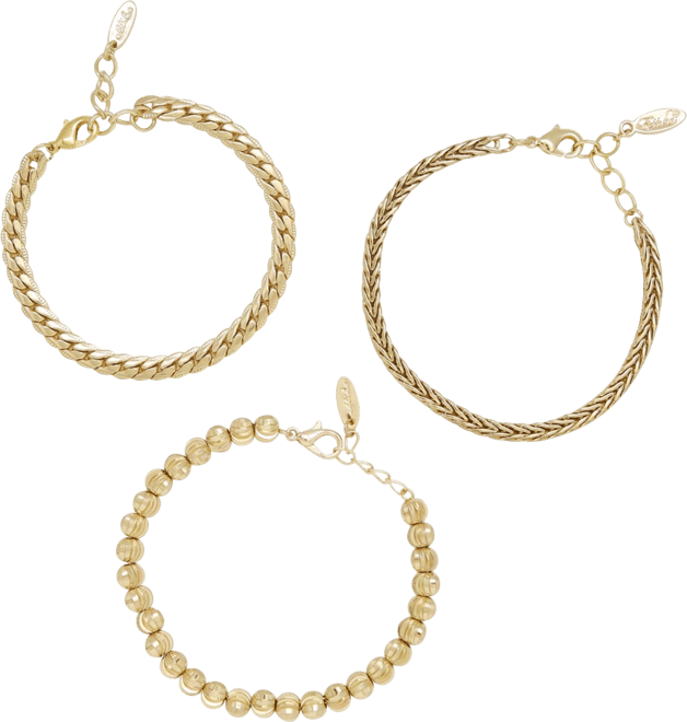 Classical 18K Gold Trio Women's Bracelet Set