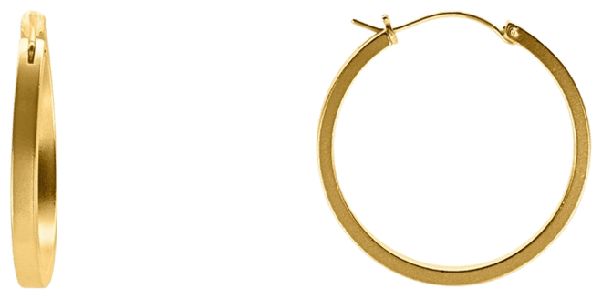 Women's Shiny Jordan 18K Gold Plated Brass Medium Hoop Earrings, 1.2"