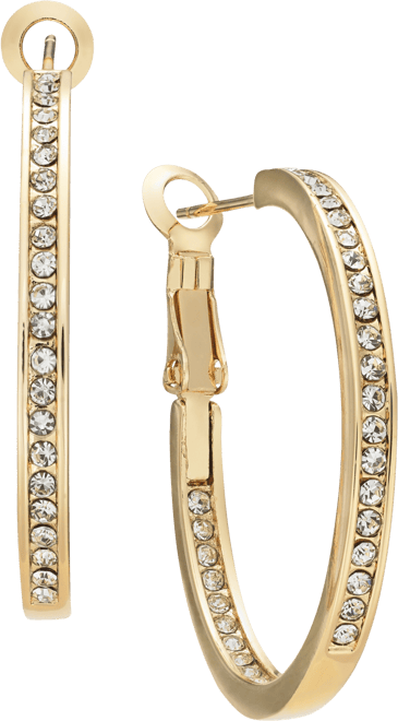 Medium Crystal Inside Out Medium Hoop in Silver Plate Earrings