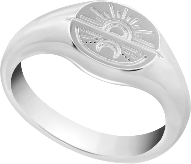 Silver Plated Sun Moon Disc Ring