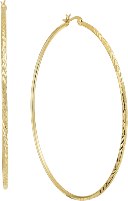 Extra Large Gold Plated Textured Large Hoop Earrings